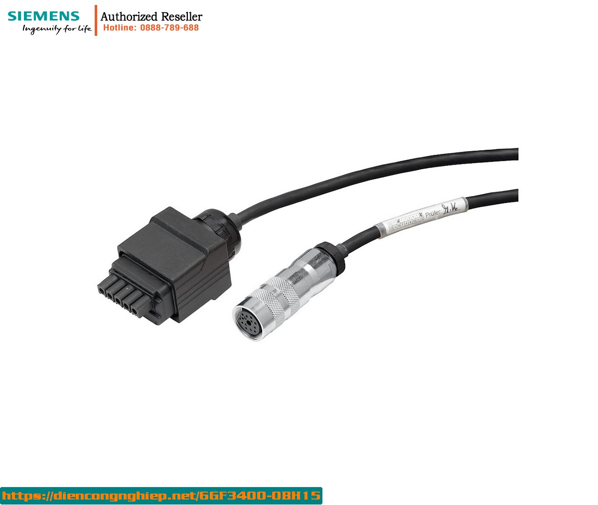 Cáp Nguồn SIMATIC MV400 Cho MV420/440 - Đầu Nối M16 Push-Pull, PVC 1mm², Dài 1.5m - Phù Hợp Nguồn 24V - 6GF3400-0BH15
