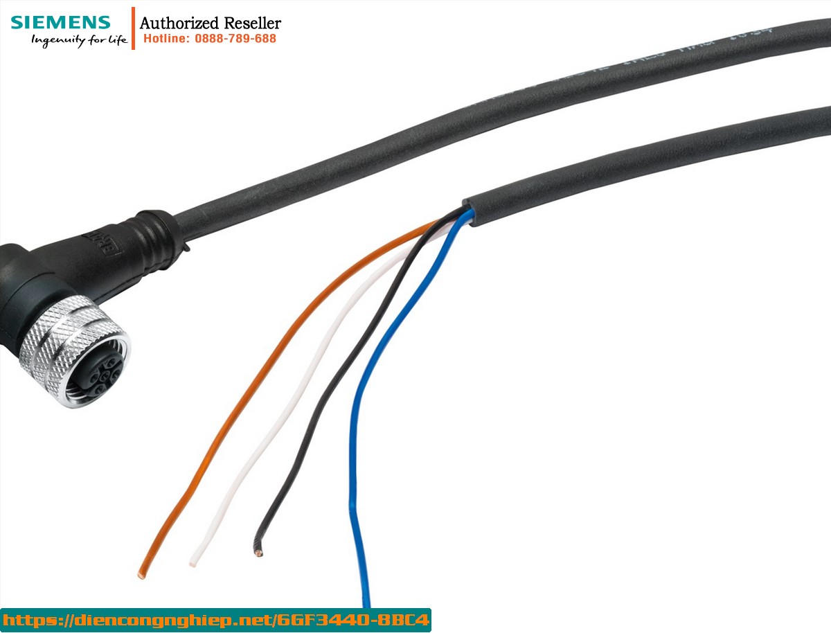 Cáp 6GF3440-8BC4 10m cho Đèn MV400, VS100 - Đầu góc M12 - Tương thích đa dòng đèn 1 Cáp 6GF3440-8BC4 10m cho Đèn MV400, VS100 - Đầu góc M12 - Tương thích đa dòng đèn
