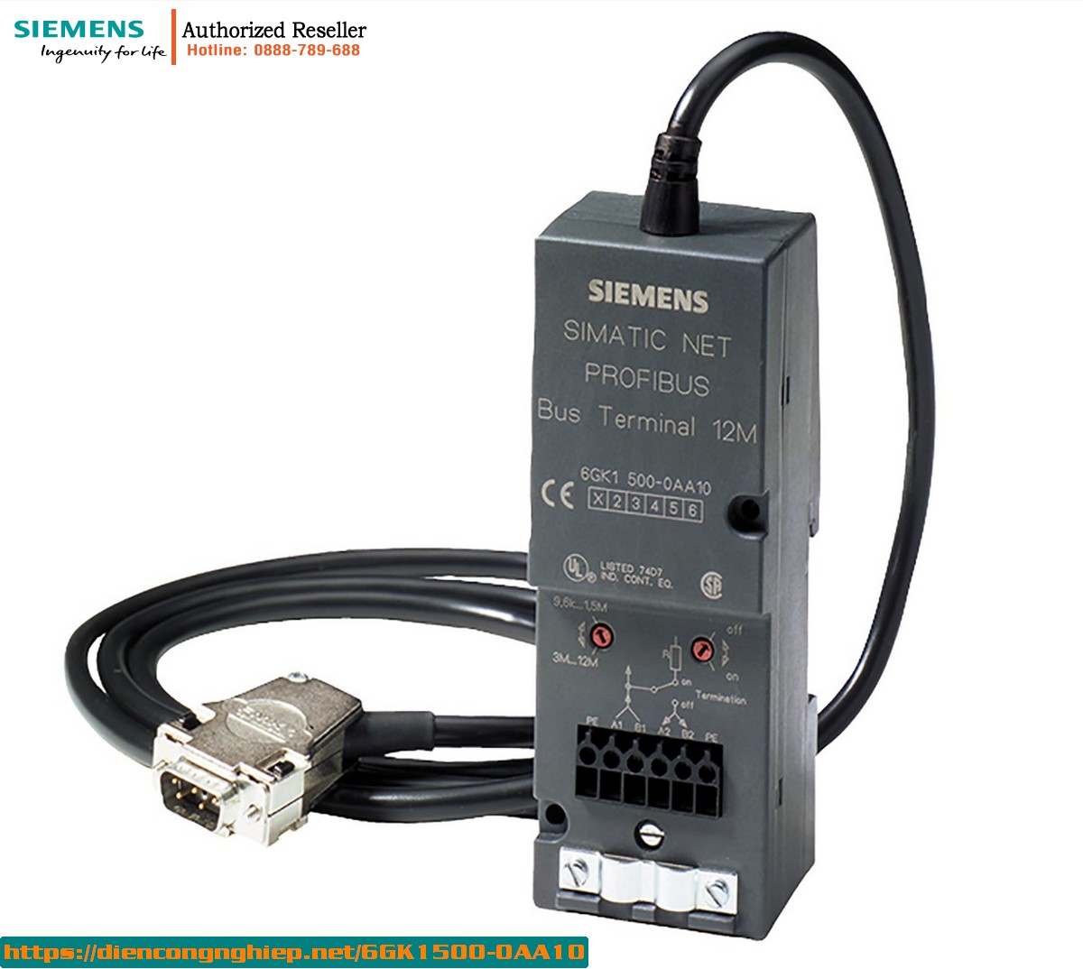 6GK1500-0AA10 - Bus Terminal PROFIBUS 12M, Tốc Độ Truyền 9.6Kbit/s - 12Mbit/s, Cáp Cắm 1.5m Chính Hãng