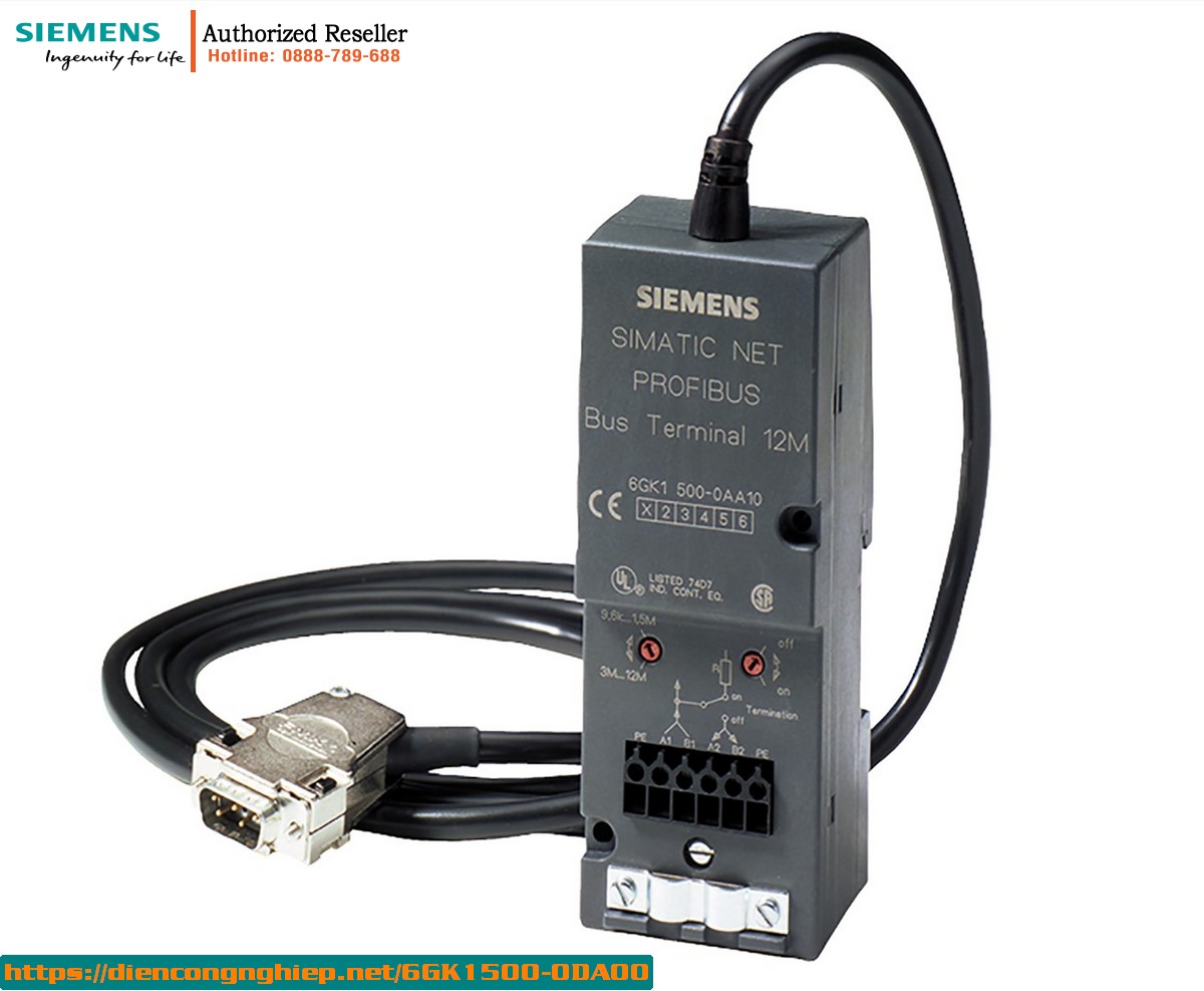 Đầu Nối Bus 6GK1500-0DA00 - Cổng Giao Tiếp RS485 PROFIBUS, Kèm Cáp Cắm Sẵn 1.5m