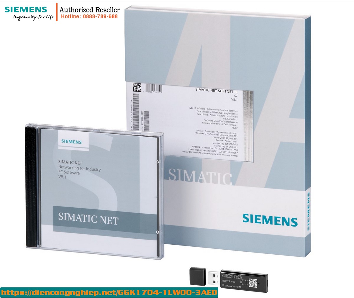 Phần Mềm SIMATIC NET 6GK1704-1LW00-3AE0 - Bản Quyền Mềm Kết Nối S7/S5, OPC, 8 Kết Nối