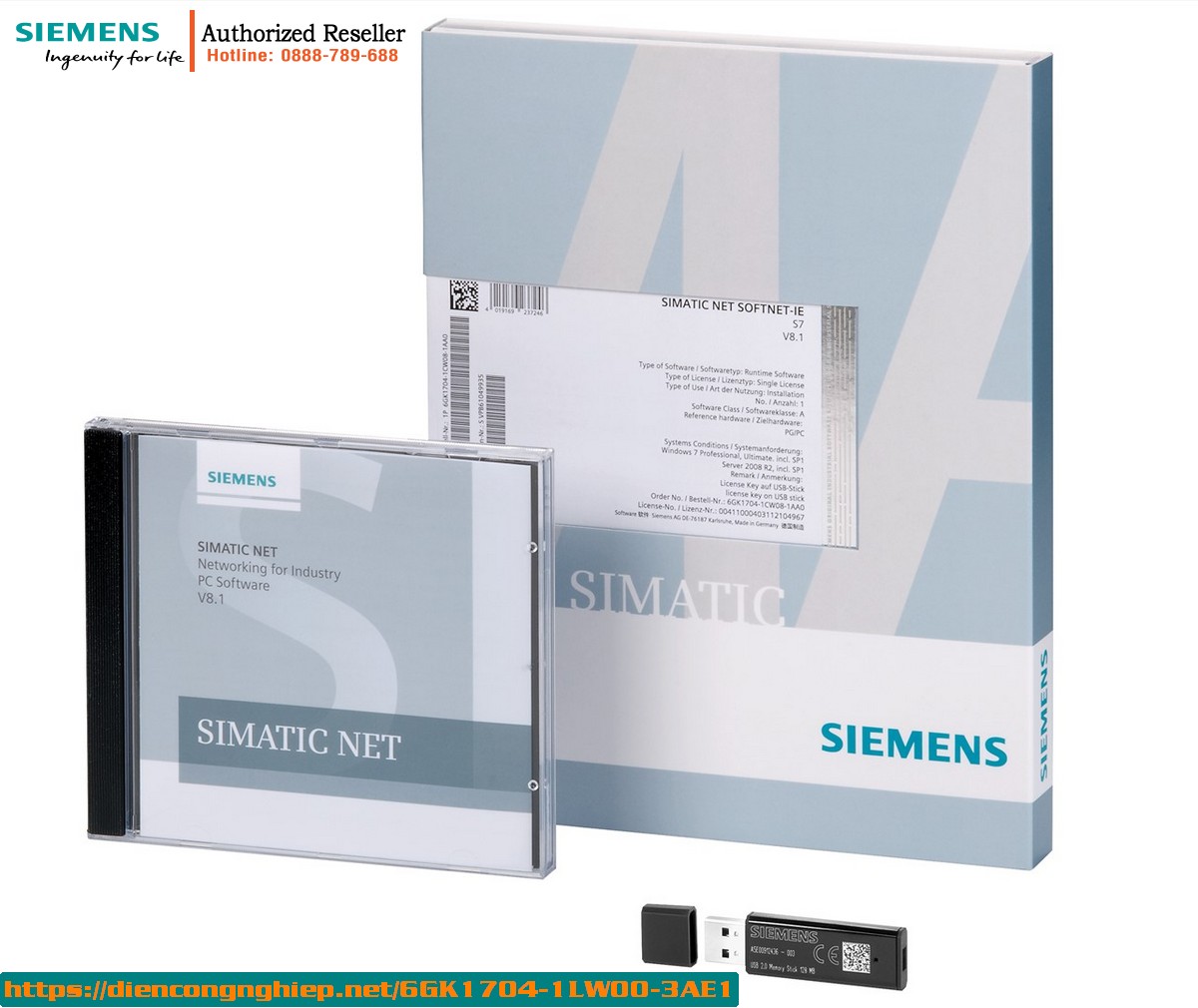 Phần Mềm SIMATIC NET SOFTNET S7 Lean 6GK1704-1LW00-3AE1 - License Single, Hỗ Trợ S7/S5, OPC, 8 Kết Nối