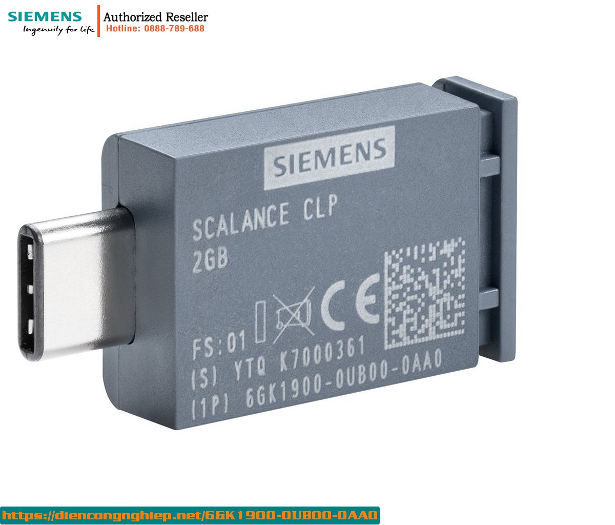 Thiết bị lưu trữ SCALANCE CLP 2 GB - Ổ cứng di động sao lưu cấu hình - Tương thích slot CLP - Mã 6GK1900-0UB00-0AA0