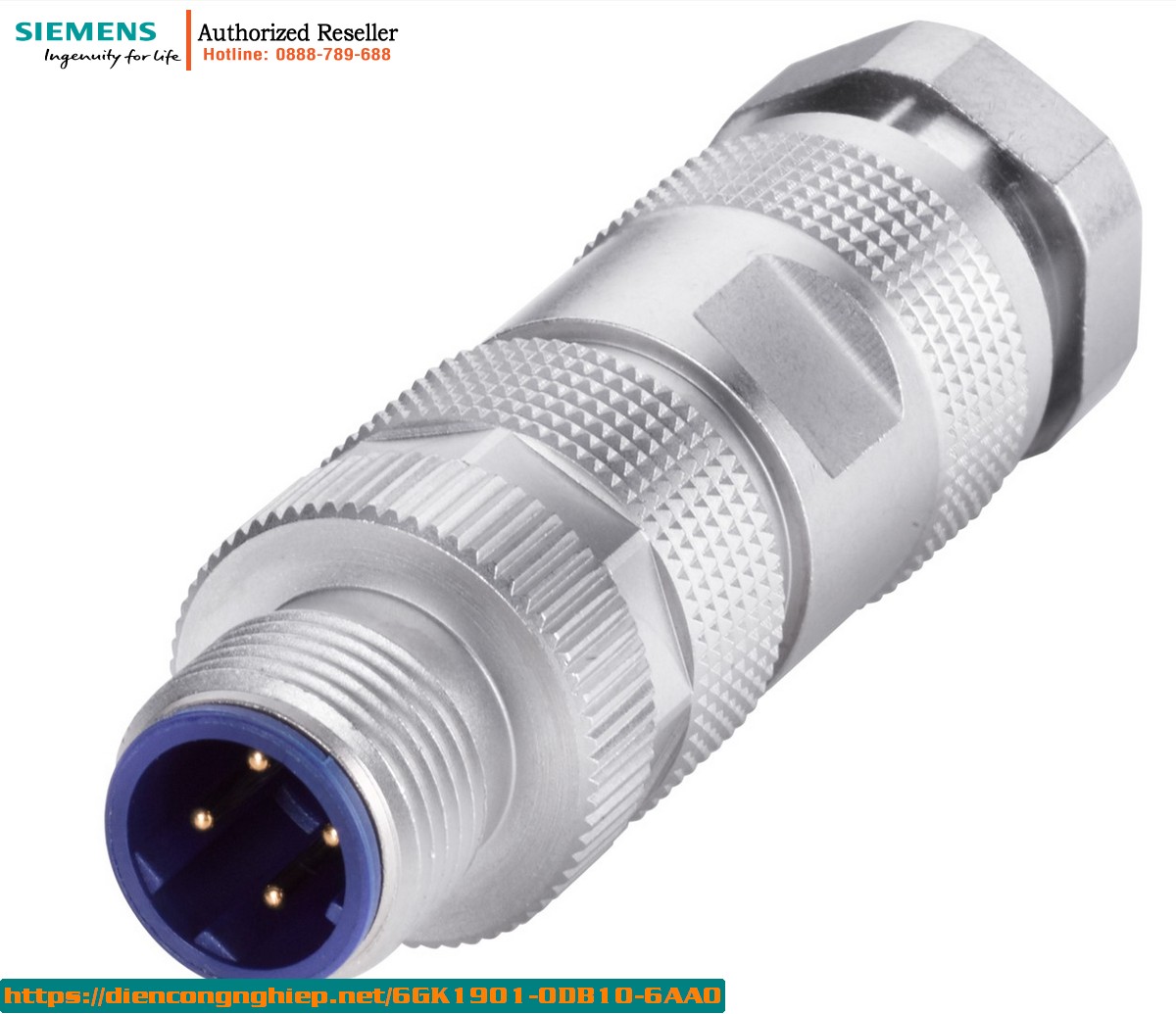 Đầu Nối M12 Pro 6GK1901-0DB10-6AA0 - Vỏ Kim Loại Chống Sốc, Công Nghệ Kết Nối Nhanh, Tương Thích SCALANCE X208 PRO & ET 200PRO PN
