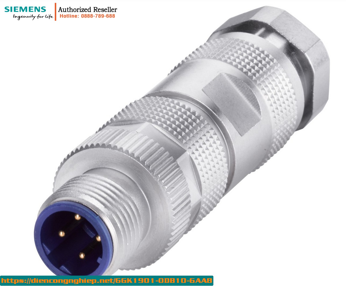 Đầu Nối M12 PRO 6GK1901-0DB10-6AA8 - Vỏ Kim Loại Bền, Kết Nối Nhanh, 180° (D-coded) Cho SCALANCE X208 PRO & ET 200 PRO PN