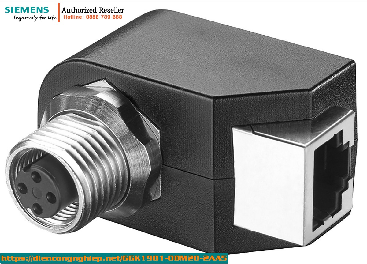 6GK1901-0DM20-2AA5 - Bushing Chuyển Đổi M12 D-coded IP65 Sang RJ45 IP20 - Hộp 5 Cái