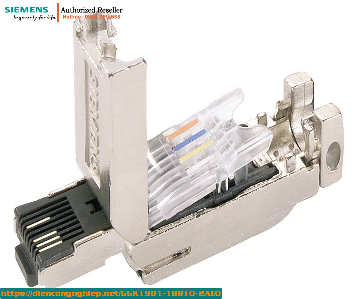 Đầu nối RJ50 Công nghiệp 6GK1901-1BB10-2AE0 - FastConnect, vỏ kim loại, tương thích cáp IE FC TP, góc 180 độ