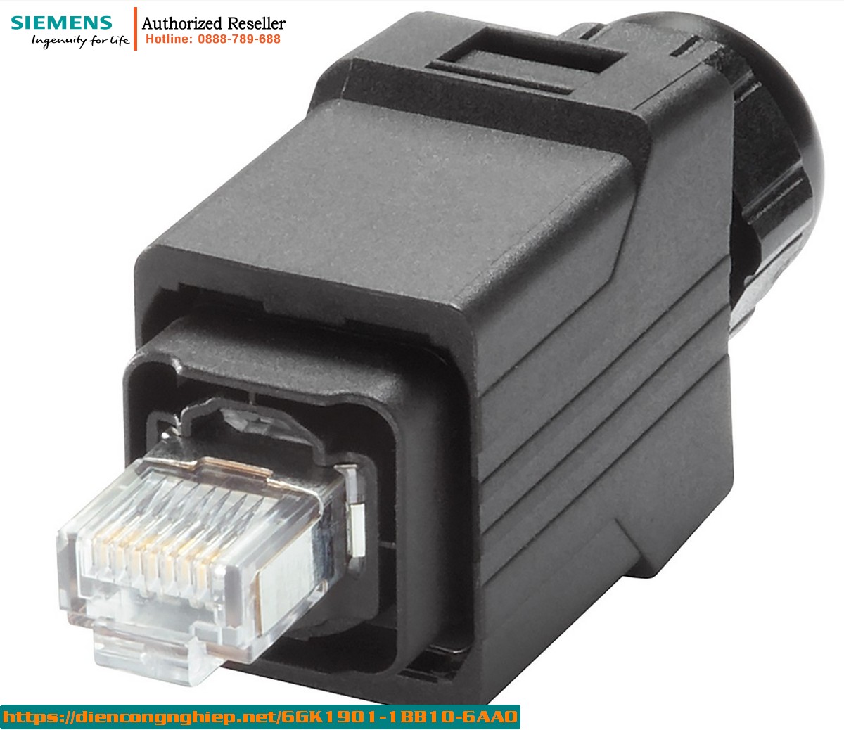 Đầu Nối RJ45 Công Nghiệp IP65 6GK1901-1BB10-6AA0 - Cổng Mạng Chống Bụi Nước, Lắp Đặt Hiện Trường Với Cáp TP, Kết Nối Push-Pull