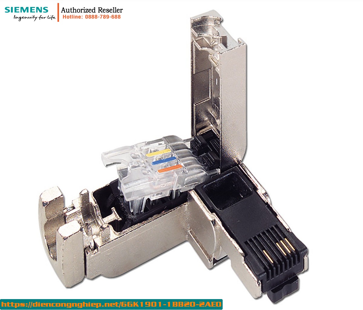 Đầu Nối RJ45 Công Nghiệp Siemens 6GK1901-1BB20-2AE0 - Cổng Ethernet FastConnect 90 Độ, Vỏ Kim Loại Bền Bỉ, Tương Thích Cáp IE FC TP (1 Gói 50 Cái)