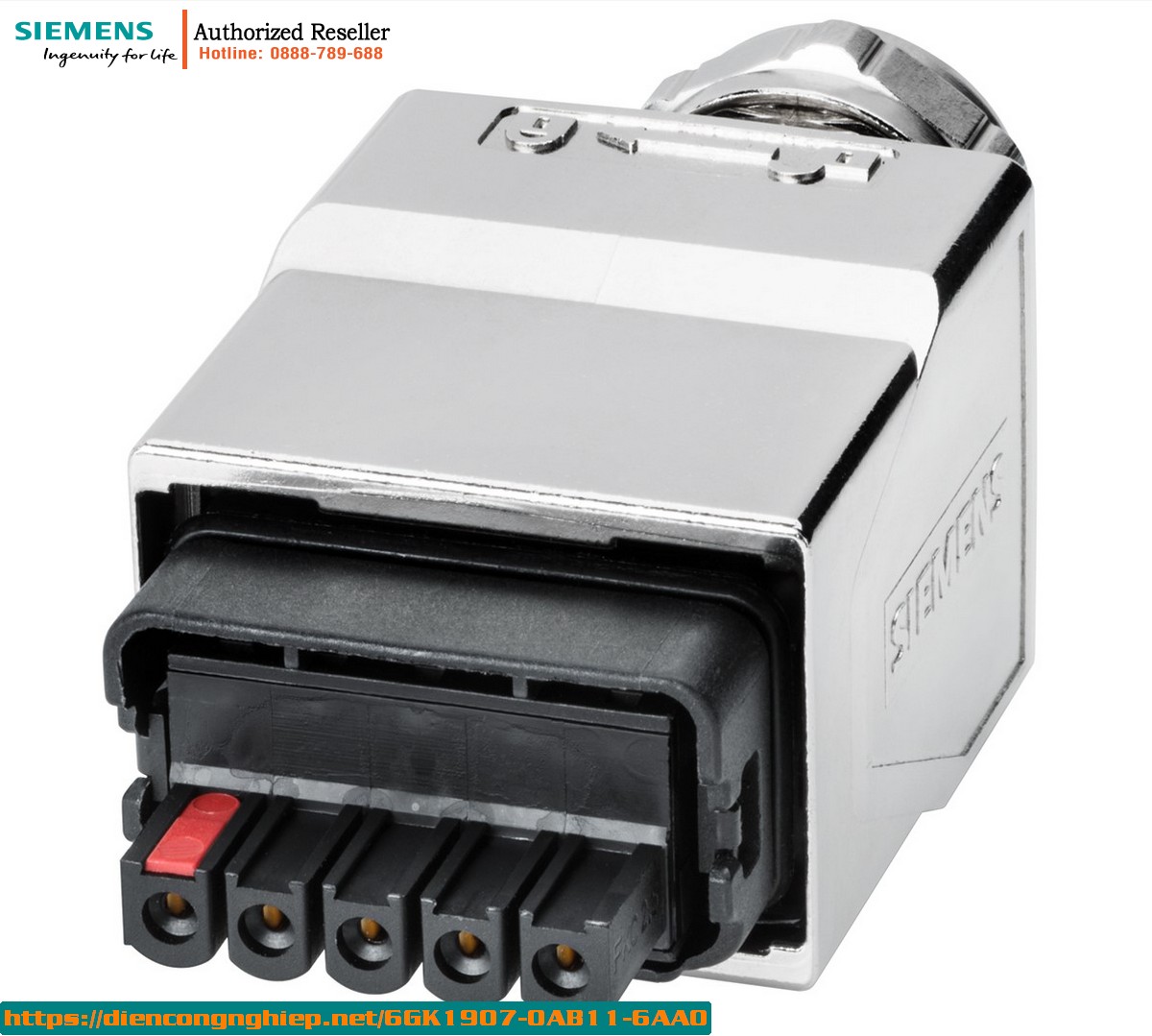 Đầu Nối Công Nghiệp Siemens 6GK1907-0AB11-6AA0 - Cắm Nguồn Push Pull 5 Chấu Kim Loại Lắp Ráp Tại Hiện Trường (Đóng Gói Đơn)