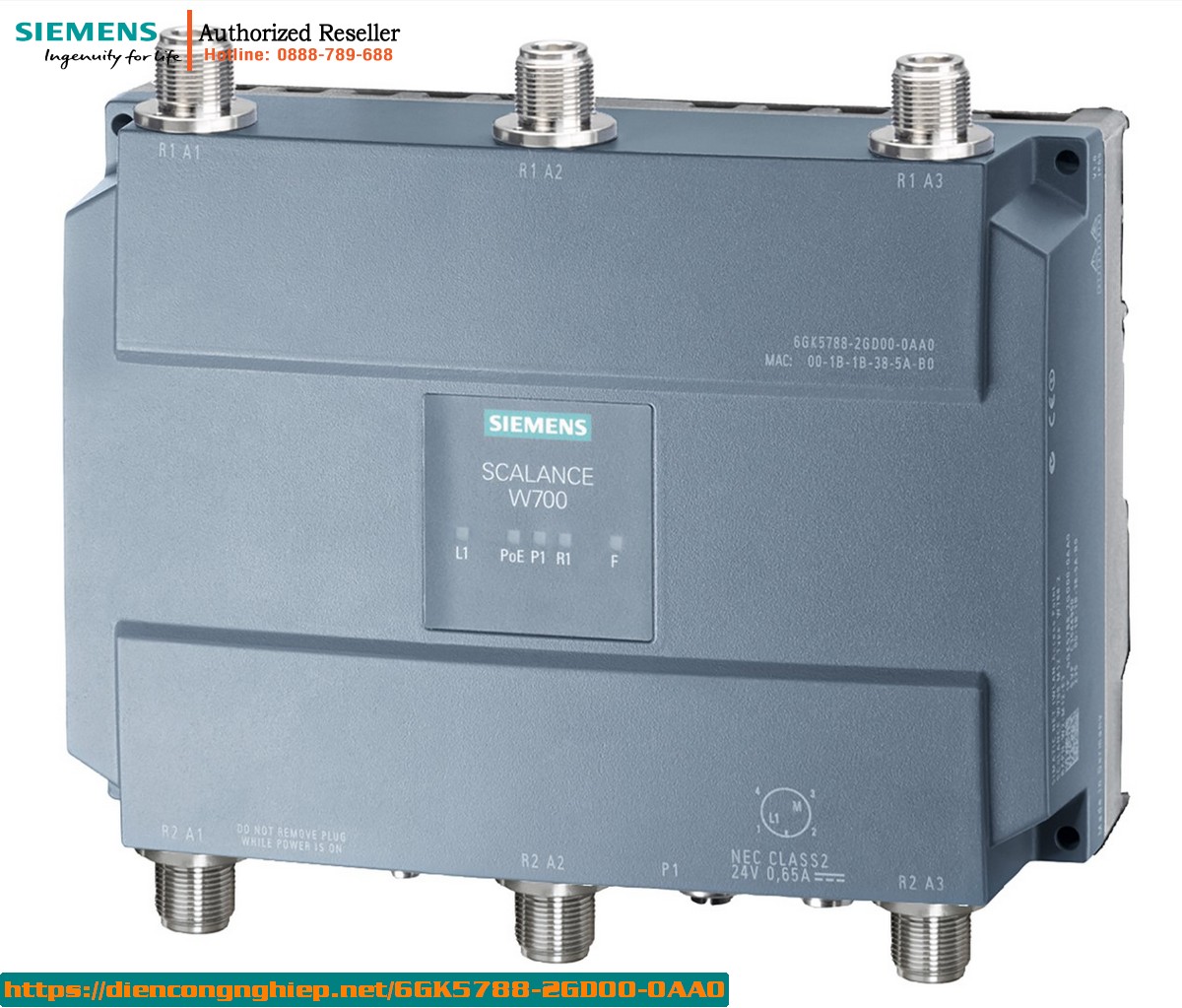Thiết Bị Access Point Công Nghiệp SCALANCE W788-2 M12 6GK5788-2GD00-0AA0 - Hỗ Trợ IWLAN, Dual-band, PoE, Kết Nối M12, Chống Bụi Nước IP65