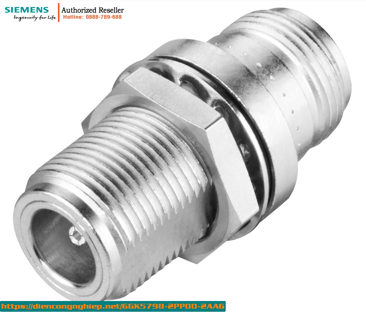 6GK5798-2PP00-2AA6 - Bộ Chống Sét Xuyên Tủy N-Connect Nữ/Nữ, Hỗ Trợ 2.4GHz & 5GHz, Cho Tường Dày Đến 4.5mm