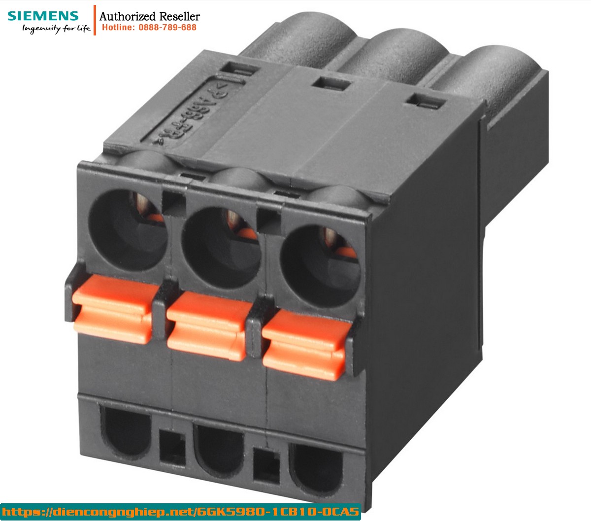 Đầu nối nguồn 3 cực 24V DC 6GK5980-1CB10-0CA5 - Phụ tùng thay thế chính hãng cho SCALANCE XB-200 (Hộp 5 cái)