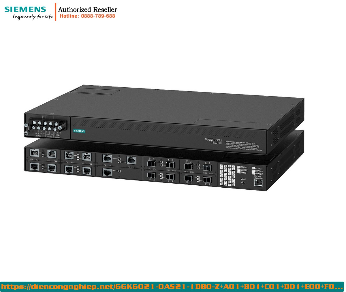RUGGEDCOM RSG2100: Bộ Chuyển Mạch Ethernet Công Nghiệp Quản Lý Đầy Đủ - 3 Gigabit, 16 Fast Ethernet, Mã 6GK6021-0AS21-1DB0-Z+A01+B01+C01+D01+E00+F00+G01+H01+J01+K01
