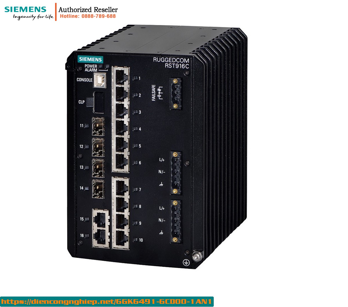 Switch Công Nghiệp 16 Cổng 6GK6491-6CD00-1AN1 - Quản Lý 10G, Hỗ Trợ IEEE 1588, Hoạt Động -40°C đến +85°C