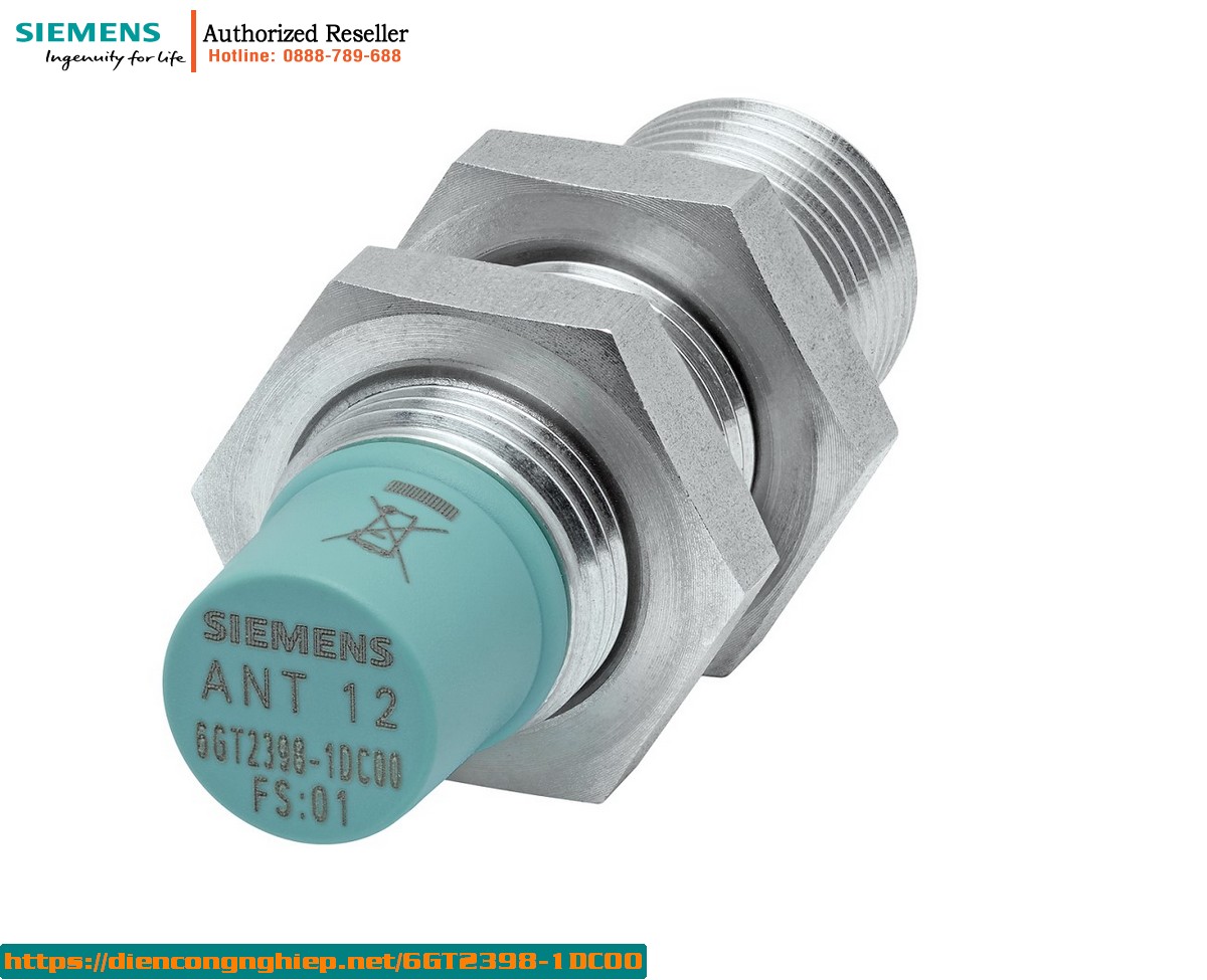 Anten SIMATIC RF300/RF200 6GT2398-1DC00 - Thép không gỉ, IP65, kết nối M12, chịu nhiệt -25 đến 70°C