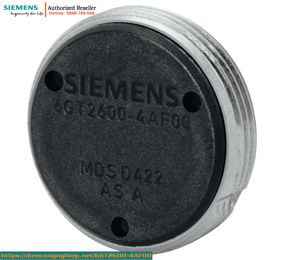 Transponder MDS D422 6GT2600-4AF00 - Tương Thích RF200/RF300, Chuẩn ISO M20 & ISO 15693, Chip Fujitsu MB89R118, Bộ Nhớ 2000 Byte FRAM - Hàng Chính Hãng