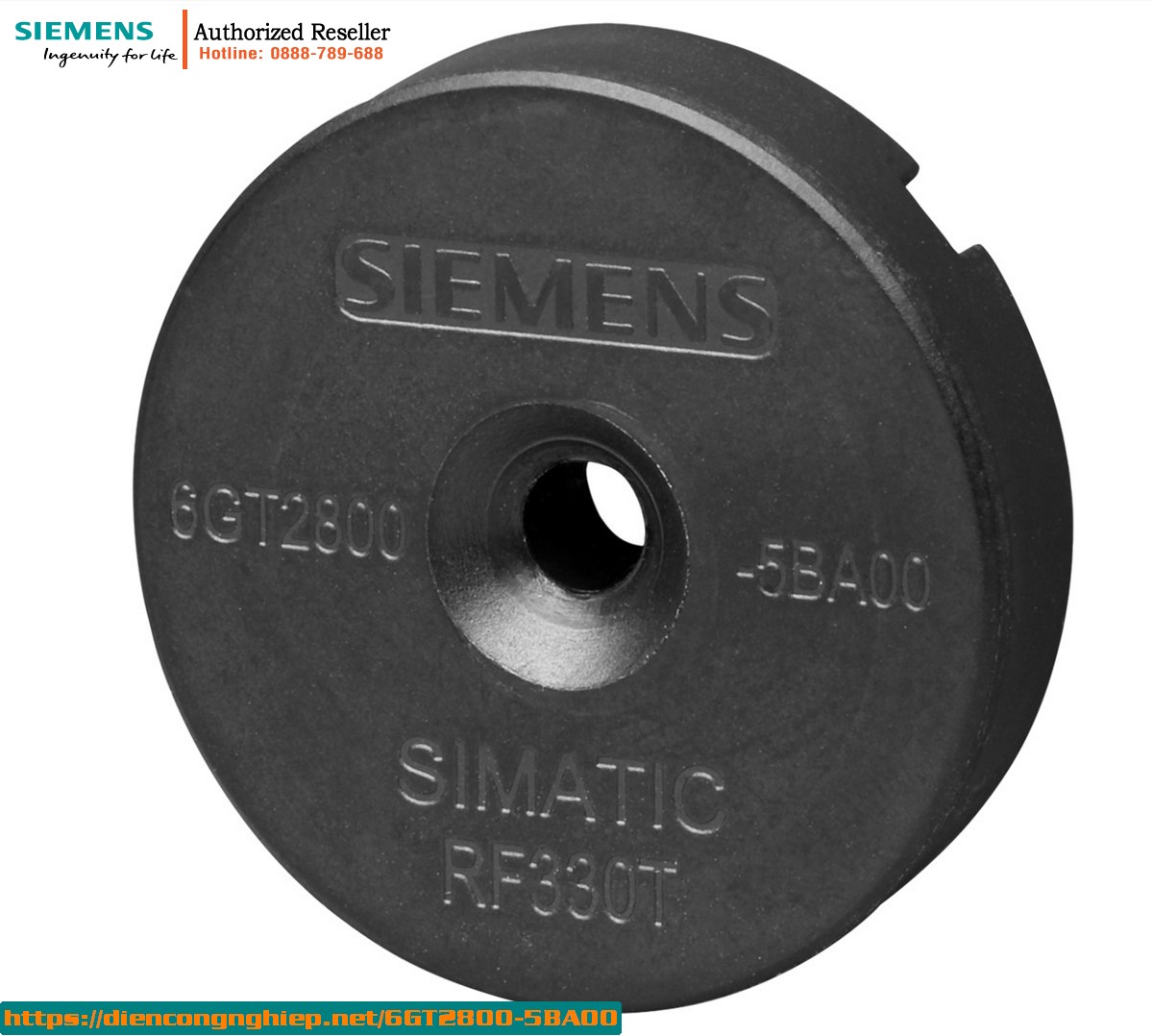 6GT2800-5BA00 - Đầu Đọc SIMATIC RF330T IP68 Chống Nước, Dùng Trên Kim Loại, -25°C đến +85°C