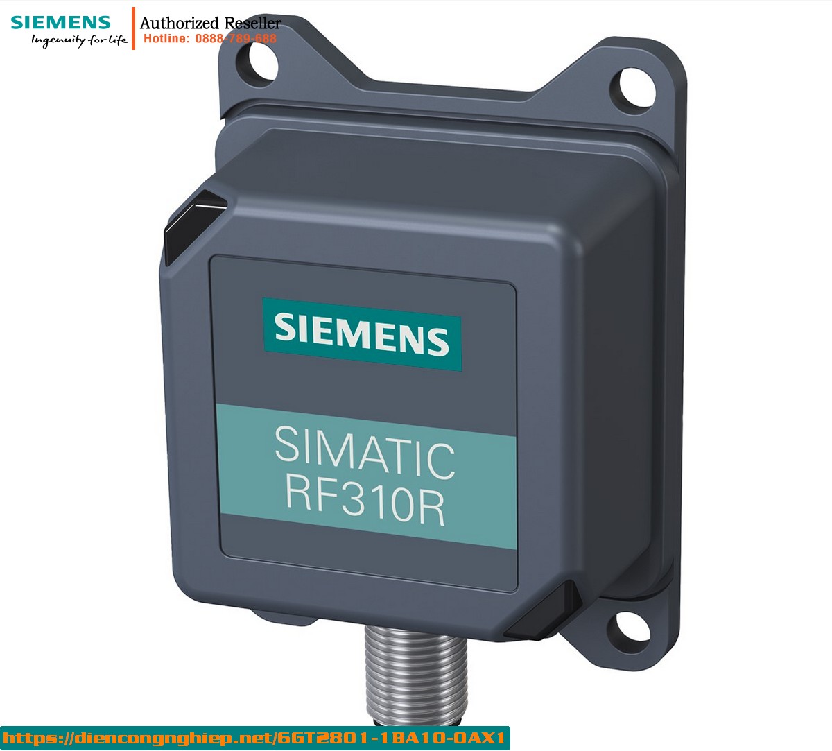 Máy đọc RFID SIMATIC RF300 6GT2801-1BA10-0AX1 - RF310R (GEN2) giao tiếp RS422, IP67, chống bụi nước, bản đế xoay 90°