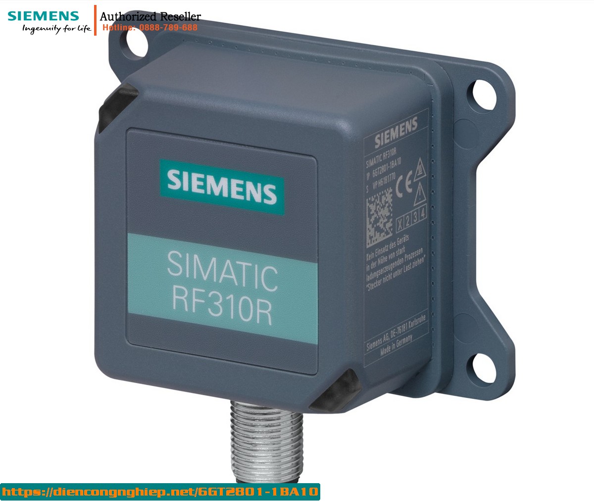 Máy Đọc RFID SIMATIC RF310R (GEN2) 6GT2801-1BA10 - Giao Tiếp RS422, Chống Bụi Nước IP67, Anten Tích Hợp