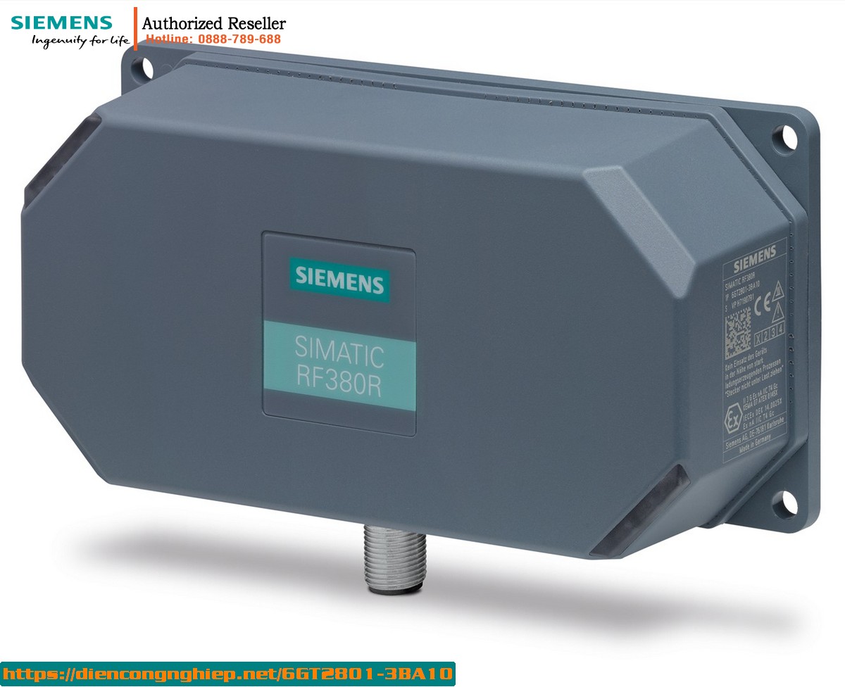 Máy Đọc RFID SIMATIC RF300 RF380R (GEN2) Giao Tiếp RS422/232 (3964R) Chuẩn IP67, Anten Tích Hợp - 6GT2801-3BA10