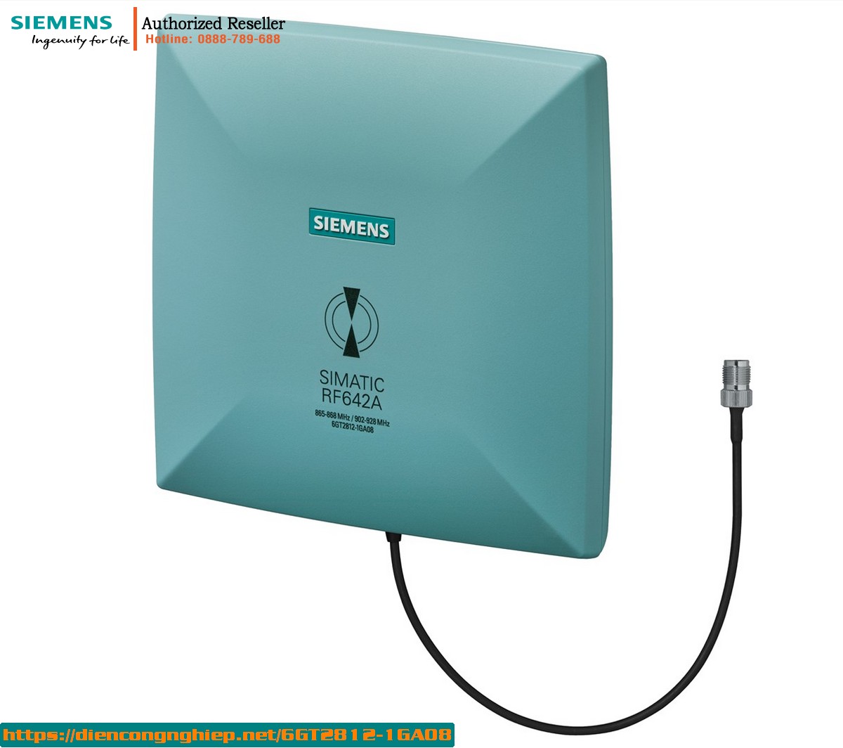 Antenna RFID UHF Siemens SIMATIC RF600 RF642A 865-928MHz IP65 6GT2812-1GA08