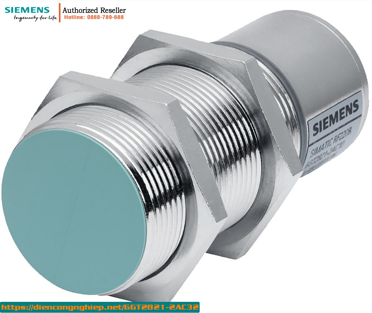Đầu Đọc RFID SIMATIC RF220R IO-Link 6GT2821-2AC32 - Chuẩn IP67, Tích Hợp Anten, Giao Tiếp 8 Byte