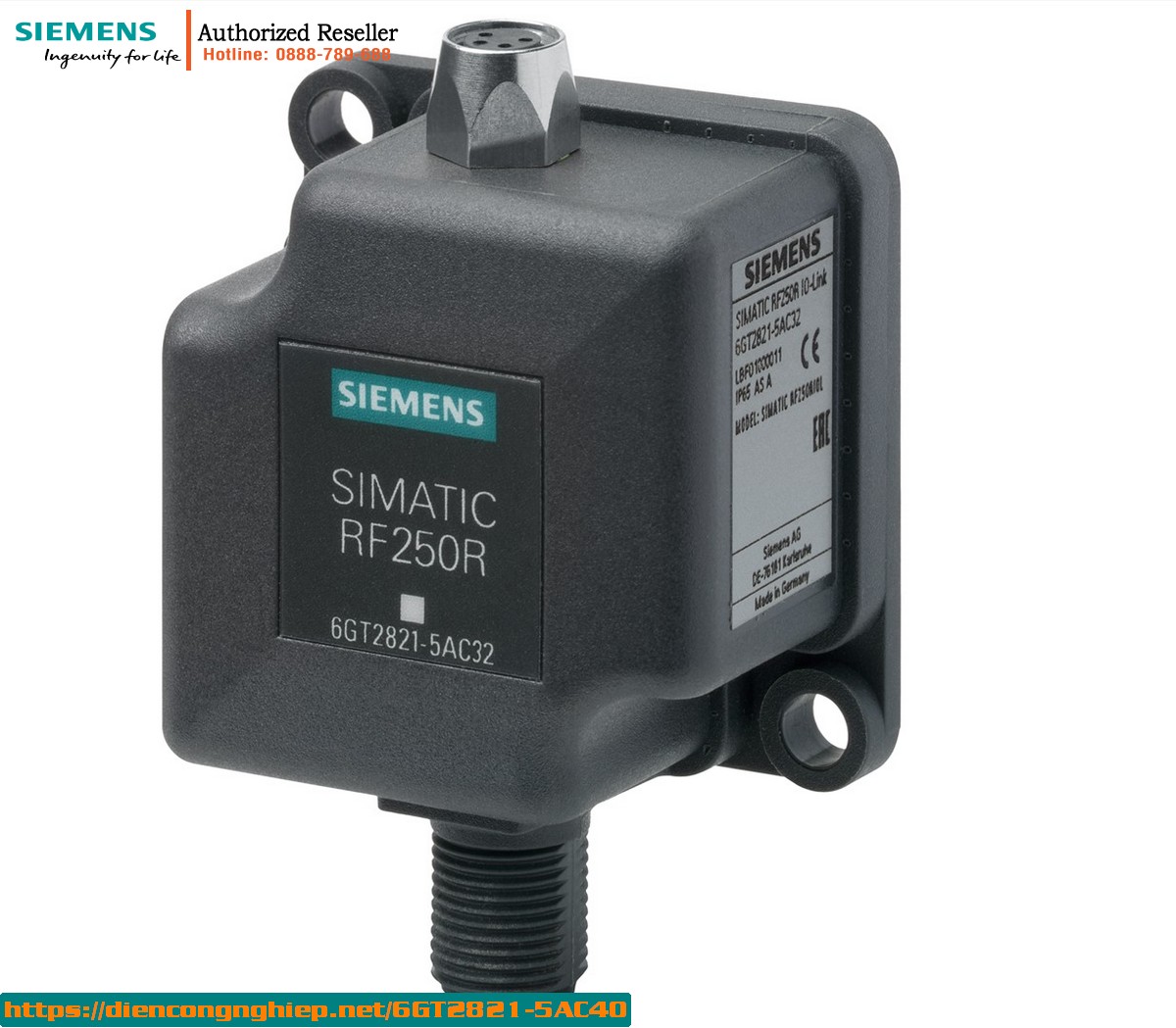 Đầu đọc RFID công nghiệp SIMATIC RF250R 6GT2821-5AC40 - Giao tiếp RS232, chuẩn IP65, tương thích đa antenna
