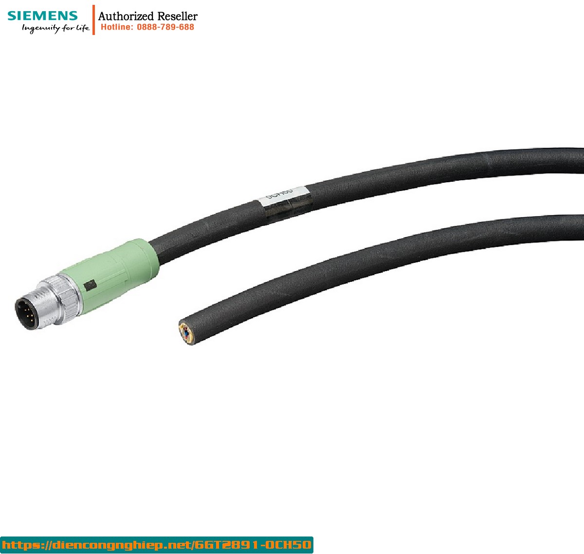 Dây Cáp Kết Nối SIMATIC RF600 6GT2891-0CH50 - 5m, Đầu Nối M12, Tương Thích RF650R/RF670R/RF68XR, Chống Nước IP67, PUR Shielded