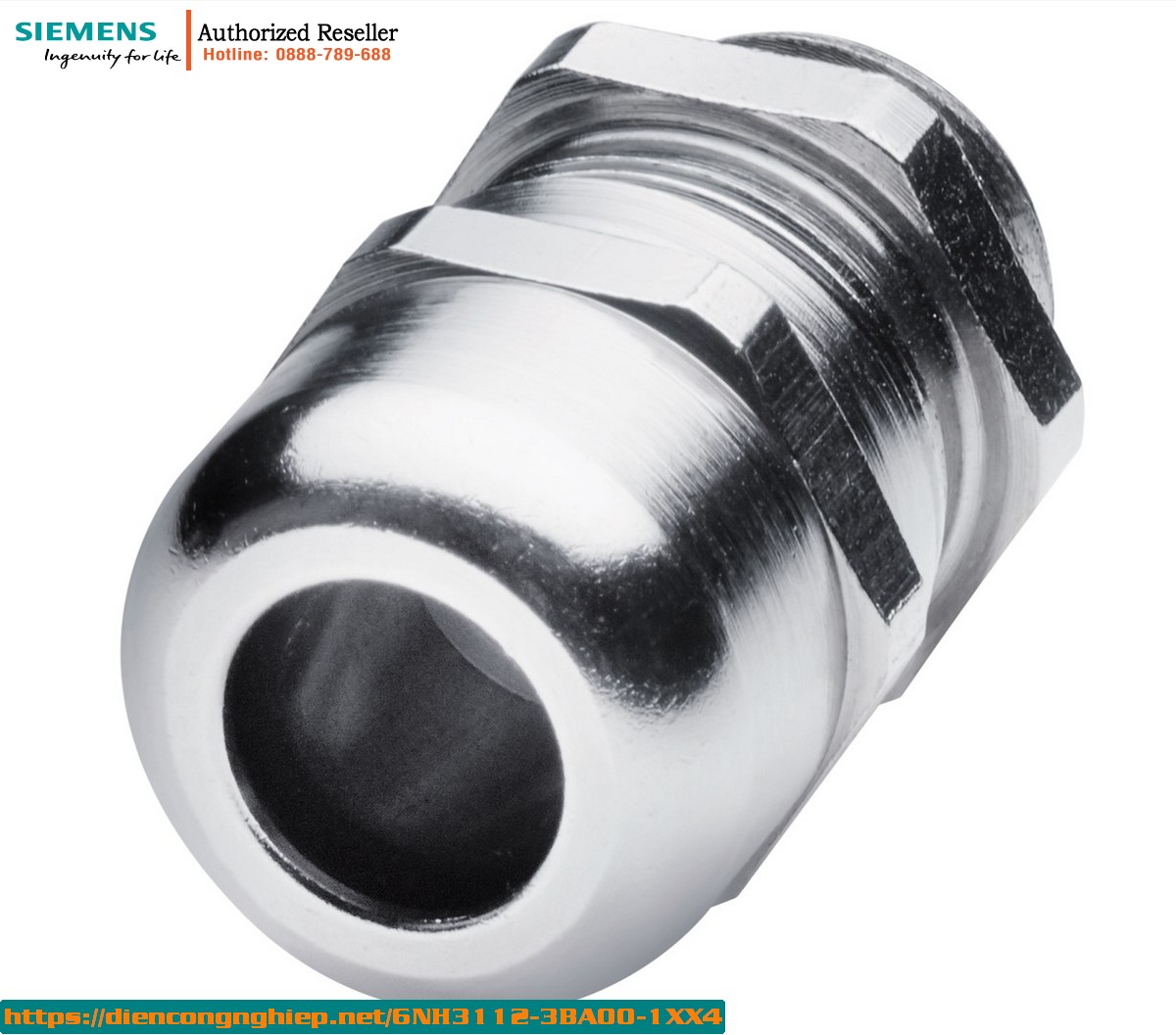 Đầu nối cáp M16 IP68 6NH3112-3BA00-1XX4 bằng đồng mạ niken - Tương thích tủ điện 6NH3112-3BA00-1x X1/X3 - Chịu nhiệt -40 đến +100°C - Hộp 2 cái