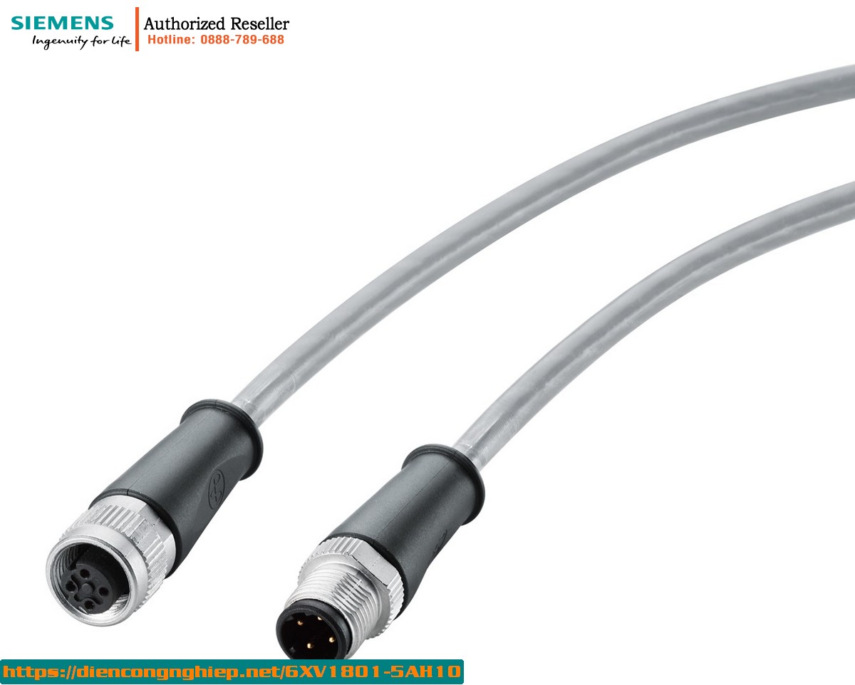 Cáp Nguồn Công Nghiệp M12 6XV1801-5AH10 - IP69, Kết Nối ET 200, Chính Hãng Siemens
