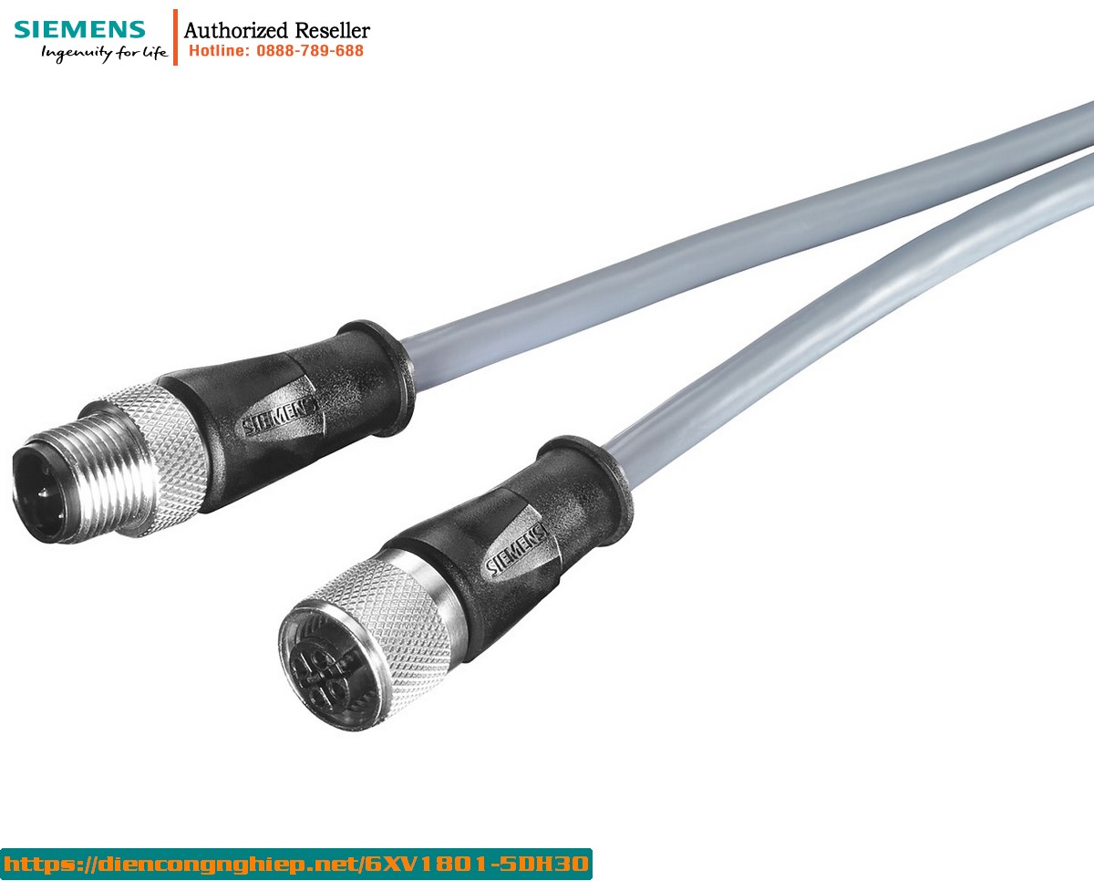 Cáp Kết Nối Nguồn M12-180/M12-180 ET 200 - 6XV1801-5DH30 - Dây Cáp Nguồn 4-Pole, A-Coded, 3m