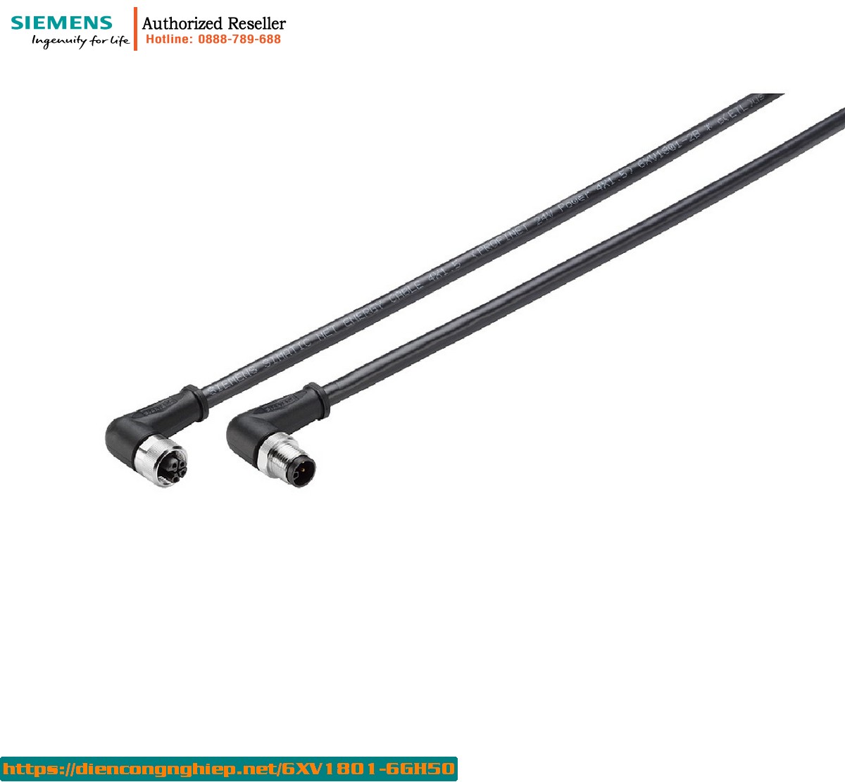Cáp Nguồn M12 L-Coded 6XV1801-6GH50 - Dây Cáp Kết Nối Nguồn 4 Chân 5m Cho Thiết Bị Mạng