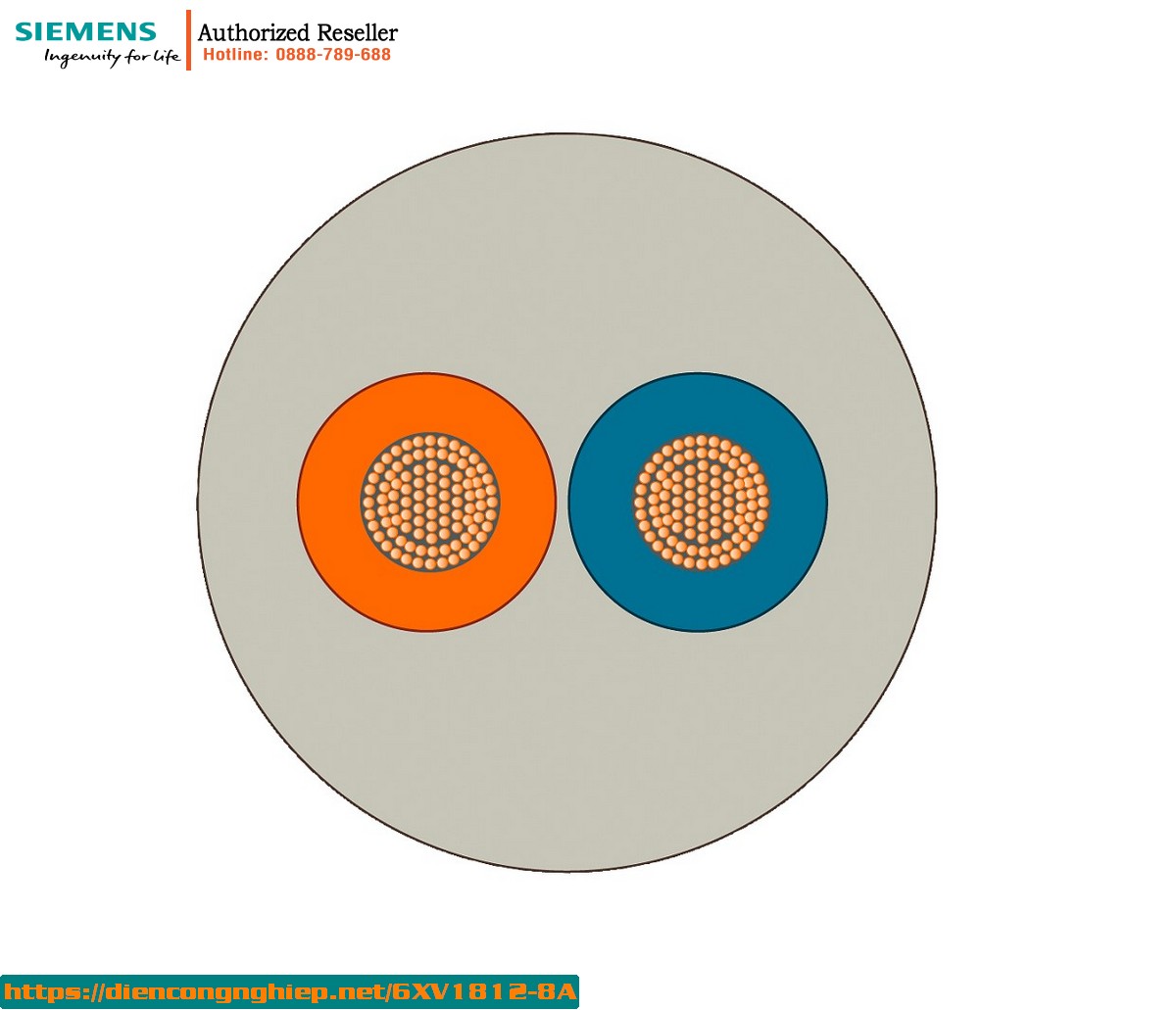 Cáp Năng Lượng 6XV1812-8A - Dây Điện 2 Lõi 0.75mm², Có Thể Kéo Dài Đến 2000m - Bán Theo Mét
