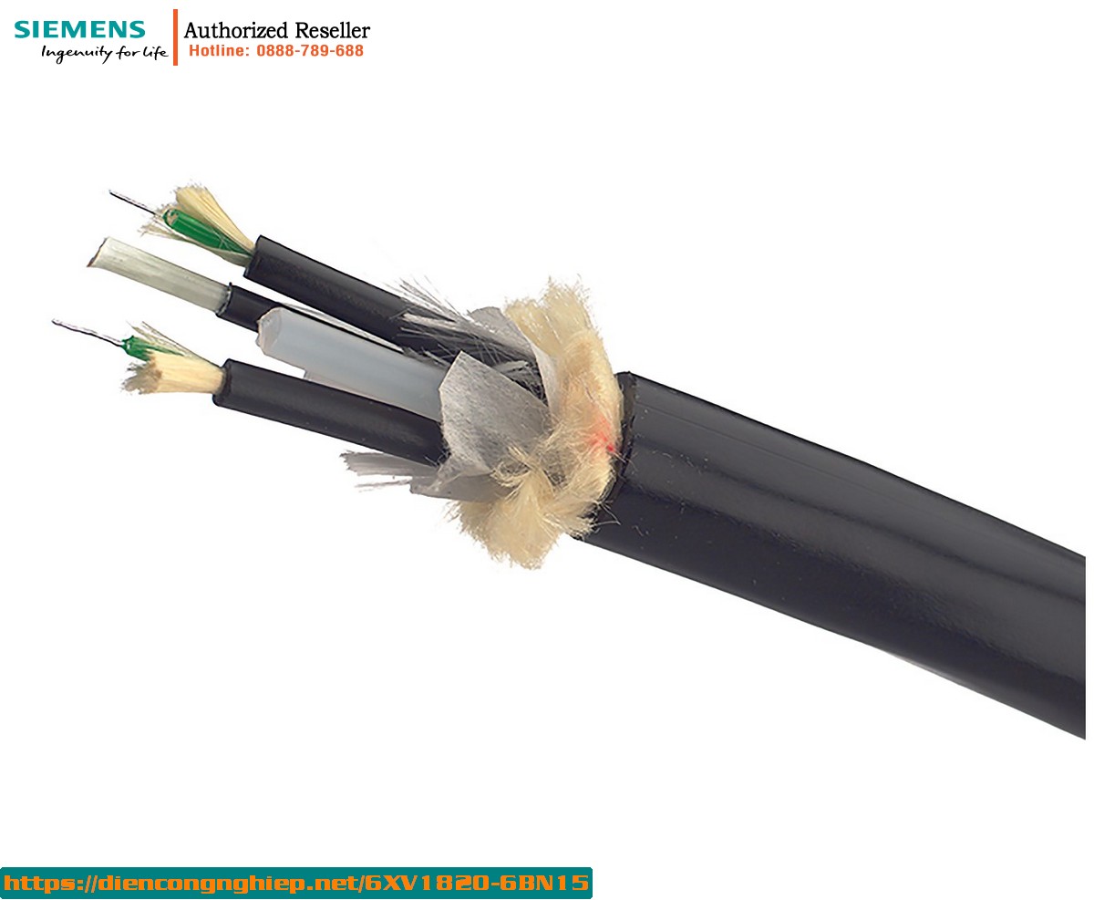 Cáp Quang Flex 6XV1820-6BN15 - 62.5/125 - Cáp Kéo 15m, Lắp Sẵn 4 Đầu BFOC, Dễ Tách