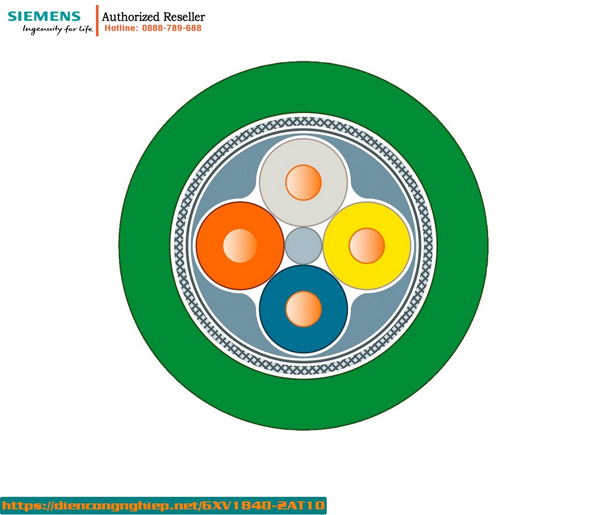 Cáp PROFINET Siemens 6XV1840-2AT10 - Cáp Mạng Công Nghiệp 4 Lõi Chống Nhiễu, Lắp Đặt Nhanh, 100m - Giá Tốt
