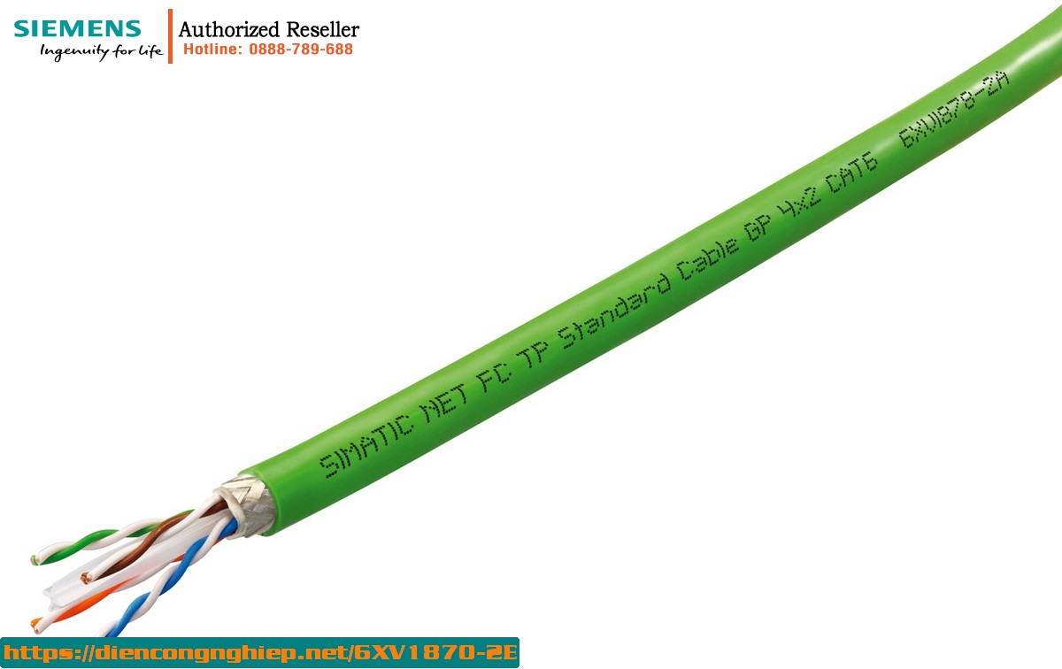Cáp Công Nghiệp 6XV1870-2E | Cáp Ethernet FC TP Tiêu Chuẩn CAT6A 4x2, Bán Theo Mét