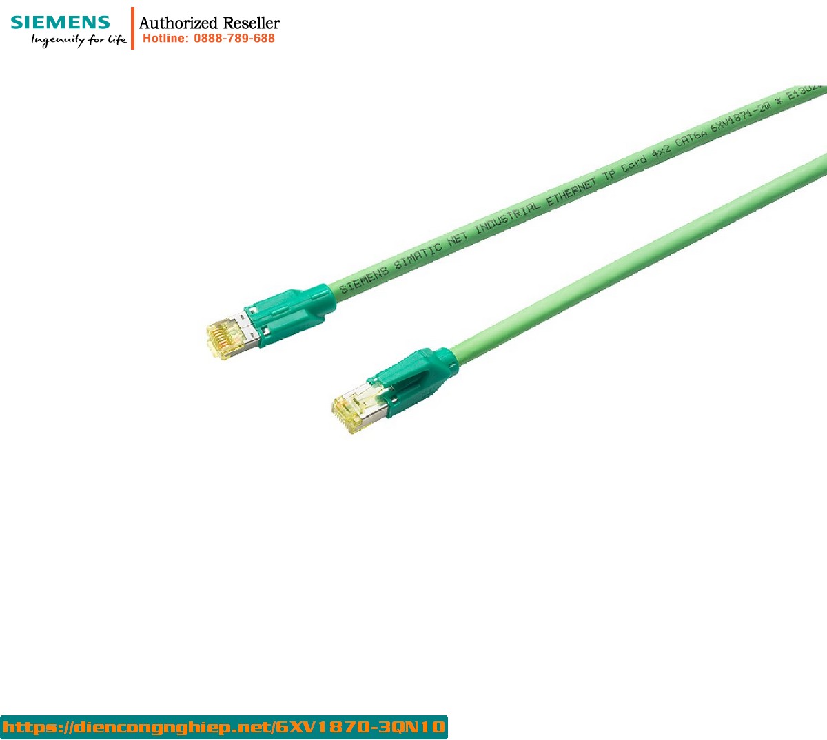 Dây Cáp Mạng Công Nghiệp 6XV1870-3QN10 CAT6A Chống Nhiễu, Đầu RJ45, Dài 10m
