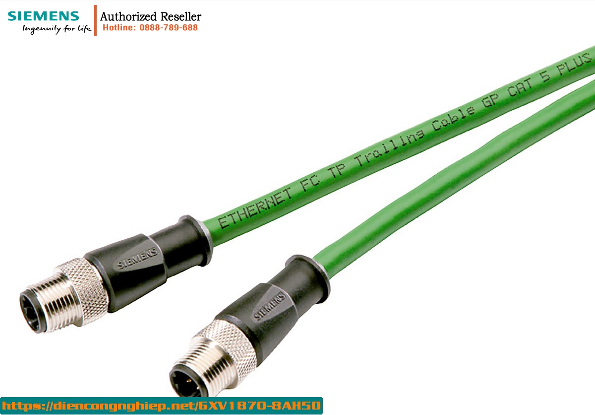 Cáp Industrial Ethernet 6XV1870-8AH50 - M12 D-Coded 5m - Cáp Có Sẵn Đầu Nối Cho Ứng Dụng Công Nghiệp