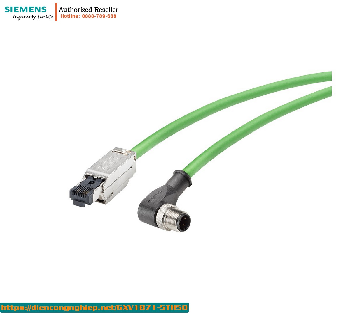 Cáp Kết Nối Công Nghiệp Siemens 6XV1871-5TH50 | M12 D-Code Sang RJ45 | Dài 5m