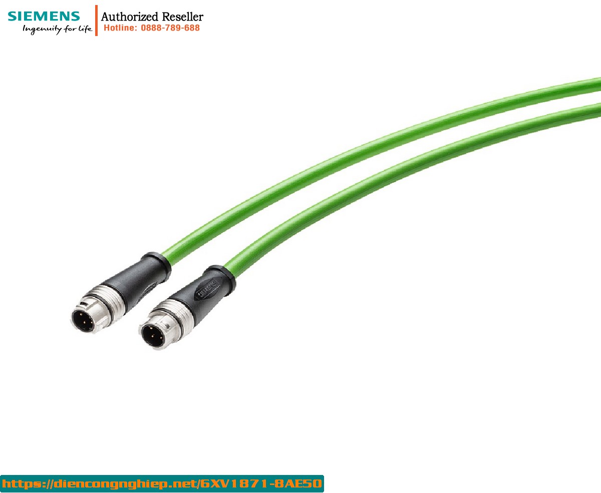 Dây Cáp Kết Nối IE 6XV1871-8AE50 M12 Push-Pull 0.5m Cho ET200SP - Có Sẵn