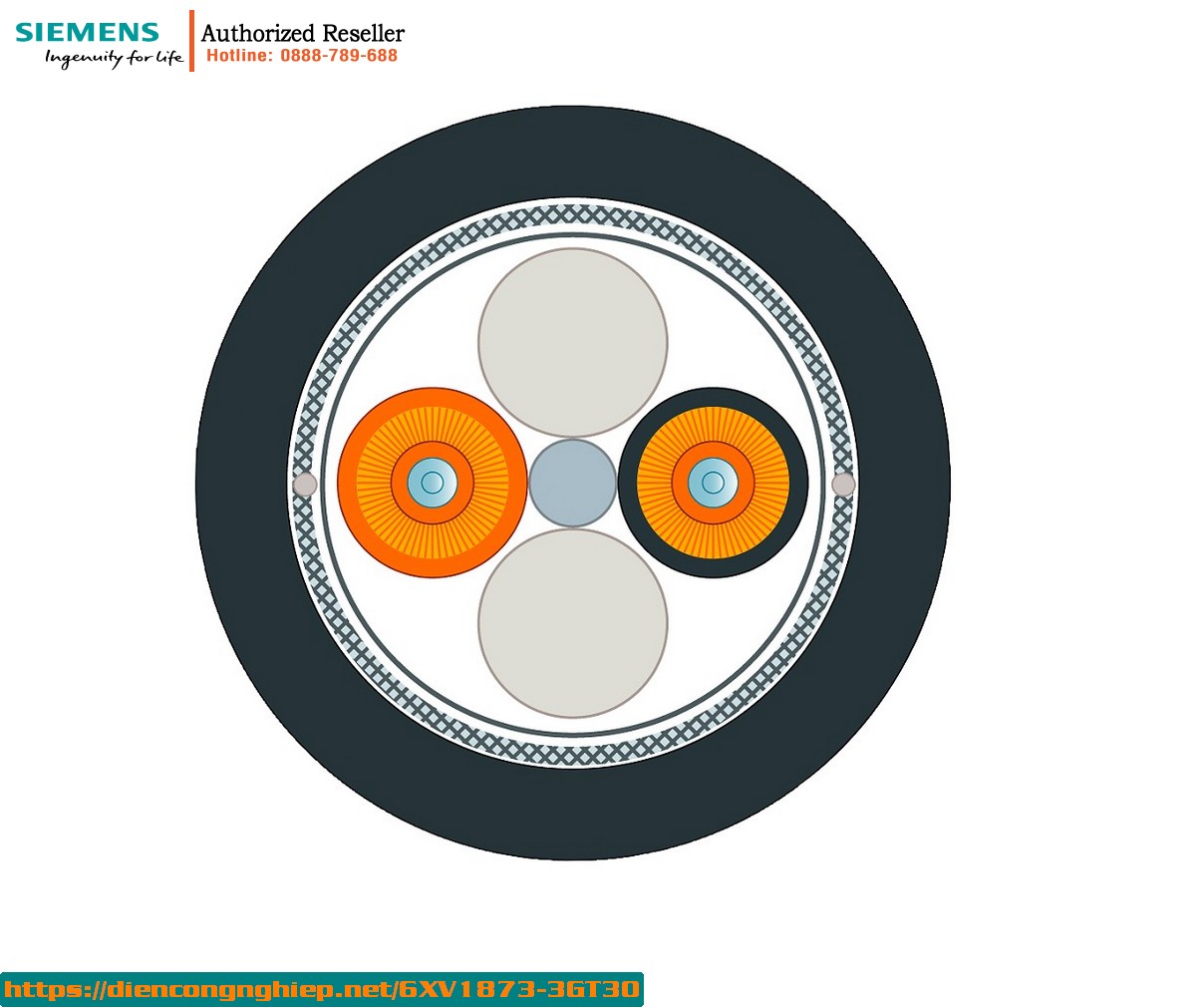 Cáp Quang Đa Mode 50/125 Chống Nhiễu 6XV1873-3GT30 - 300m, Đầu Nối BFOC 2x2, Kèm Dụng Cụ Lắp Đặt
