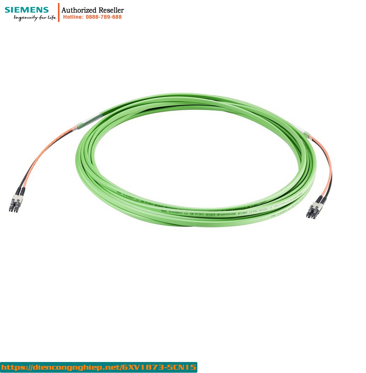 Cáp quang FO Trailing 6XV1873-5CN15 - 2 đầu LC duplex - Dài 15m - Có sẵn