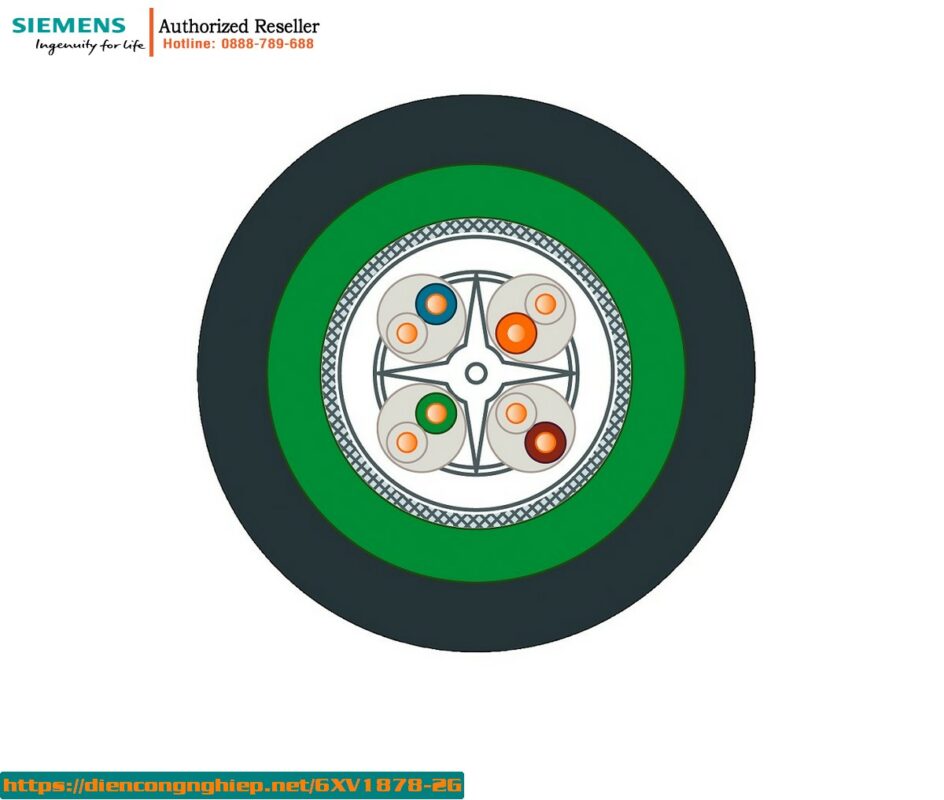 Cáp chống nhiễu 6XV1878-2G - Cáp ngầm 4x2 CAT6A 8 lõi - Kết nối IE FC RJ45 Plug - Bán theo mét 1 6XV1878 2G