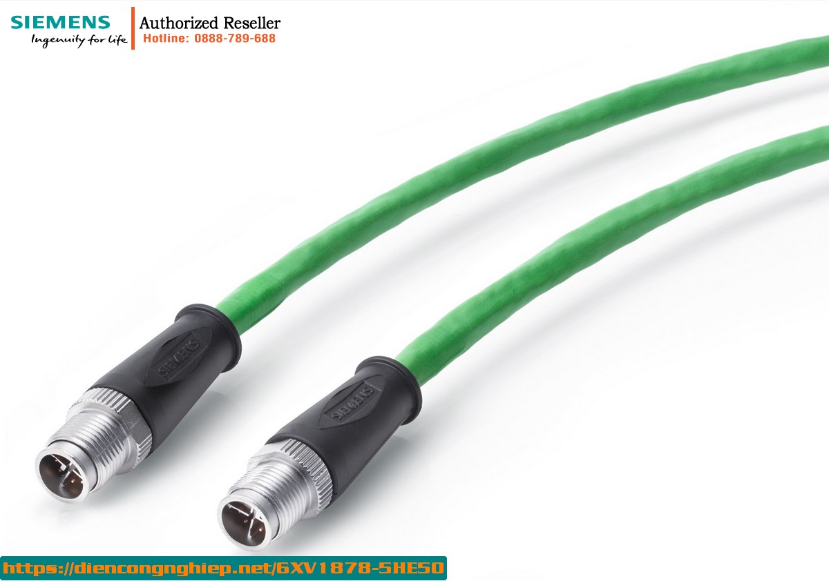 Cáp M12 X-coded lắp ráp sẵn 6XV1878-5HE50 - 0.5m - Kết nối Industrial Ethernet