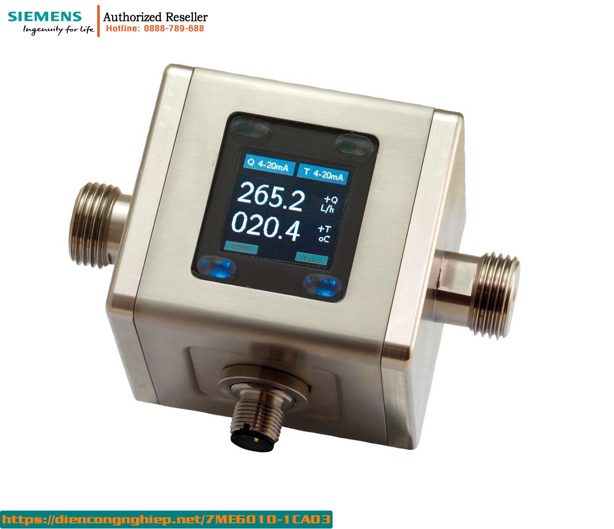 Đồng hồ đo lưu lượng điện từ SITRANS FM100 7ME6010-1CA03 ren G1/2, đo lưu lượng và nhiệt độ chất lỏng 0.04-10 l/min cho công nghiệp OEM và định lượng