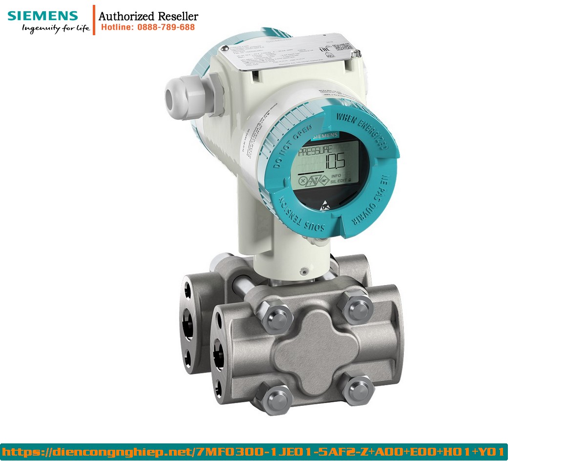 Cảm biến áp suất Siemens SITRANS P320 HART 7MF0300-1JE01-5AF2-Z+A00+E00+H01+Y01 - Đo áp suất chênh, hiển thị số, dầu silicon, phạm vi 1000mbar