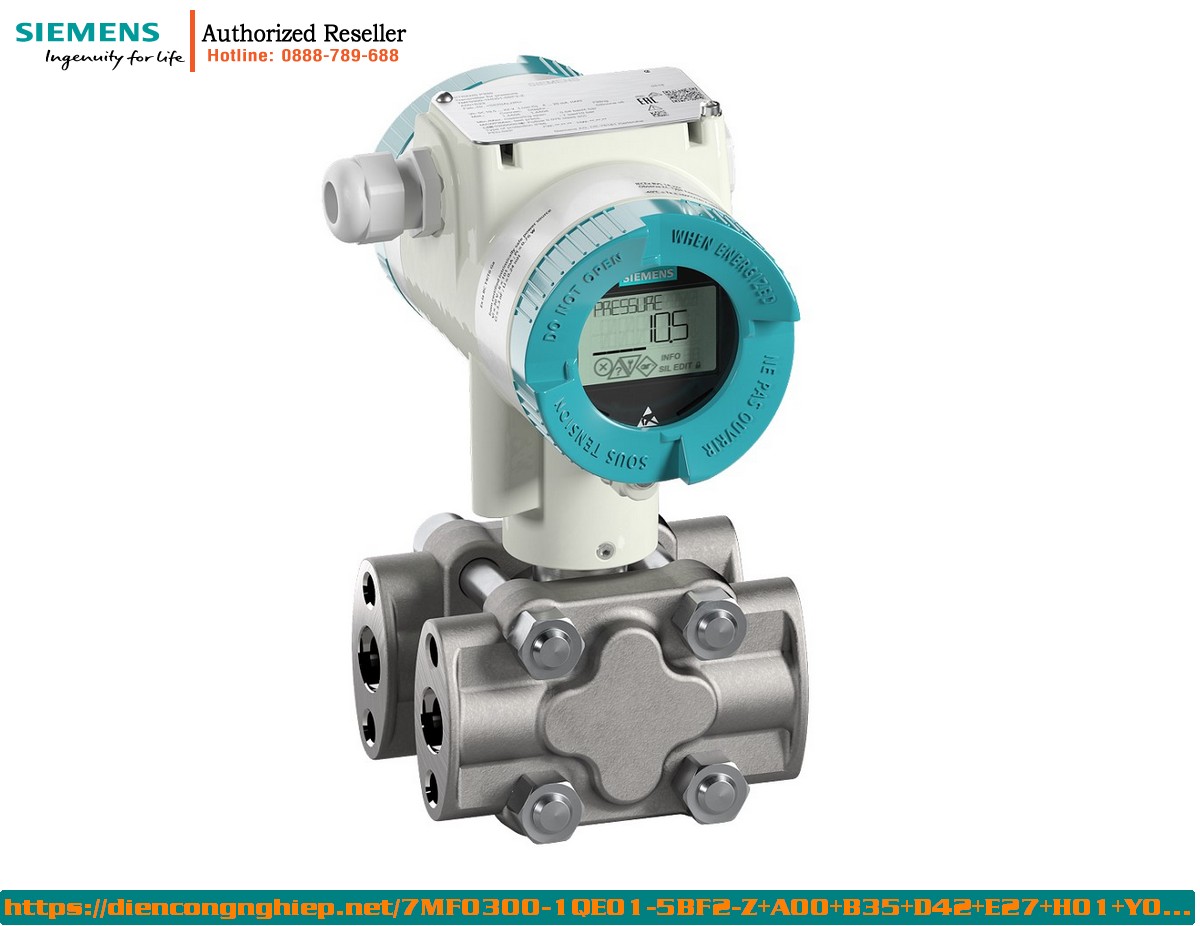 Cảm Biến Áp Suất SITRANS P320 HART 4-20mA - 7MF0300-1QE01-5BF2-Z+A00+B35+D42+E27+H01+Y01+Y15 - Chống Cháy Nổ NEPSI, Màn Hình Hiển Thị, Vật Liệu Thép Không Gỉ