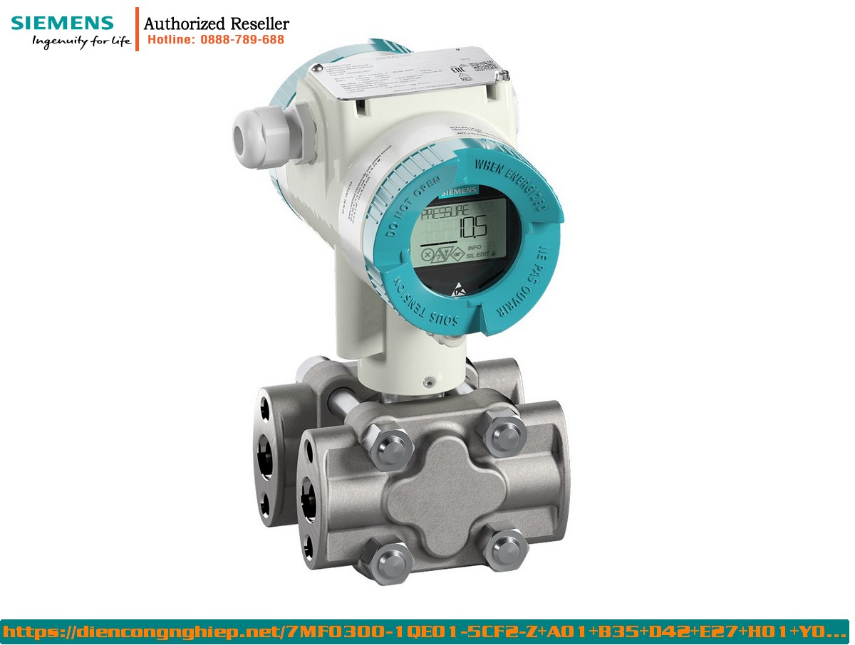 Cảm biến áp suất Siemens SITRANS P320 HART 7MF0300-1QE01-5CF2-Z+A01+B35+D42+E27+H01+Y01+Y15 - Đo áp suất đồng hồ, chống nổ, màn hình hiển thị, kết nối NPT