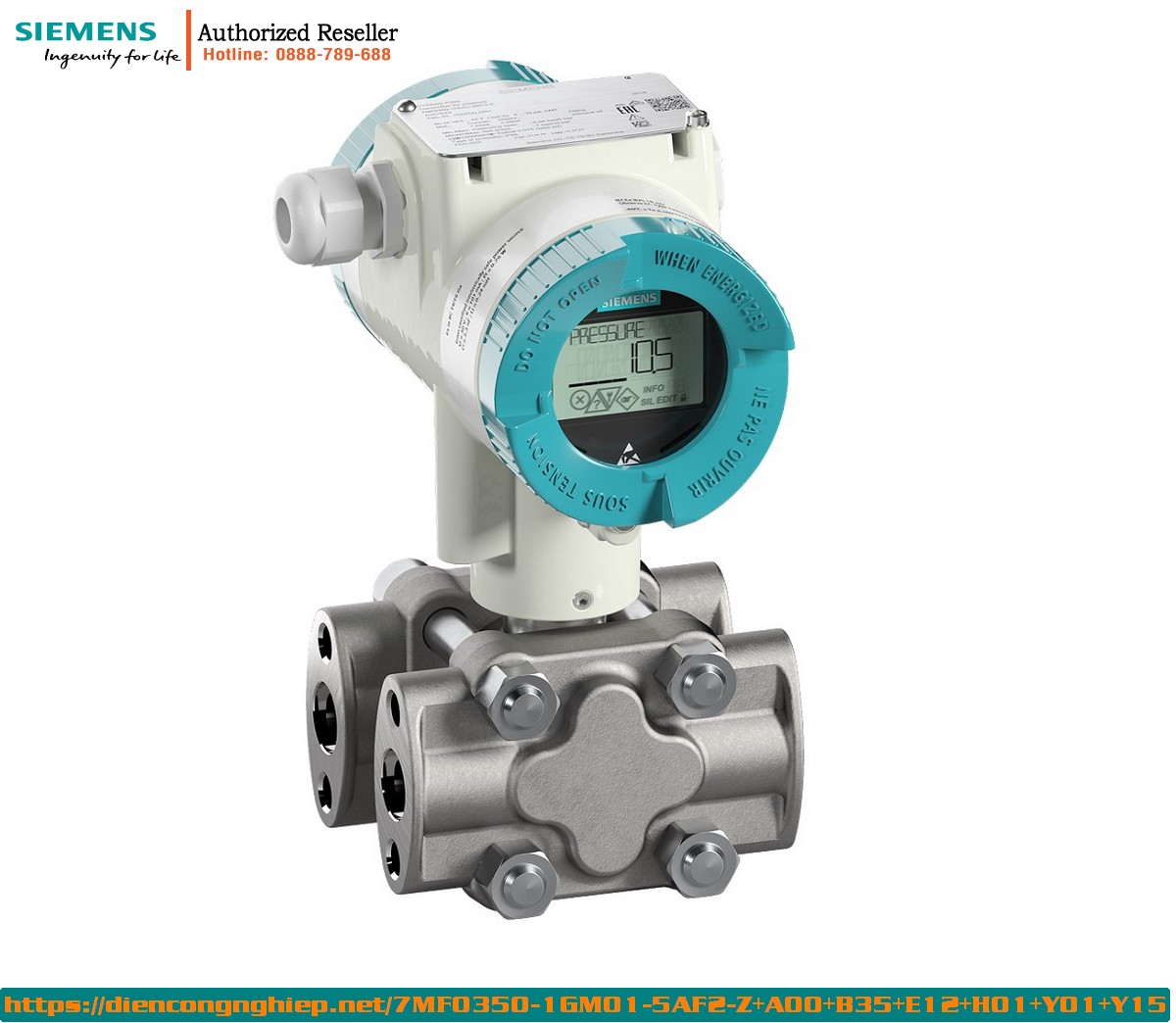Cảm Biến Áp Suất Chênh Lệch & Lưu Lượng Siemens SITRANS P320 HART 4-20mA - Mã 7MF0350-1GM01-5AF2-Z+A00+B35+E12+H01+Y01+Y15